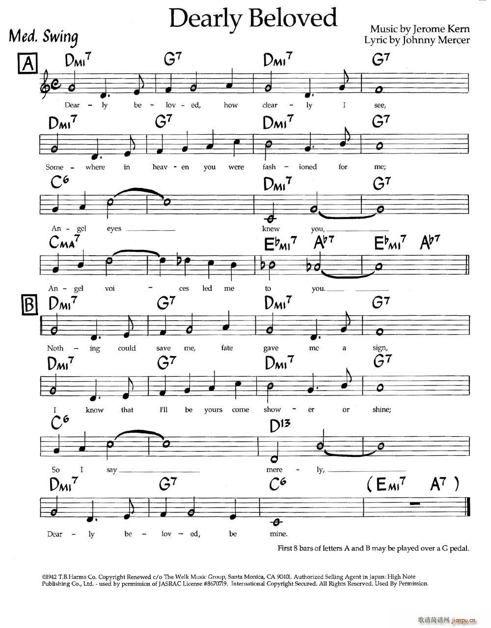 Dearly Beloved（亲爱的）（爵士钢琴曲）1