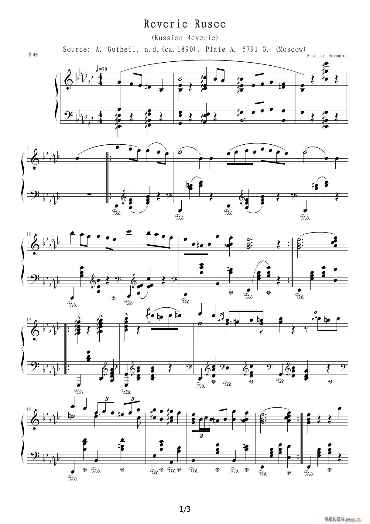 俄�_斯幻想曲(Russian Reverie 降G调1