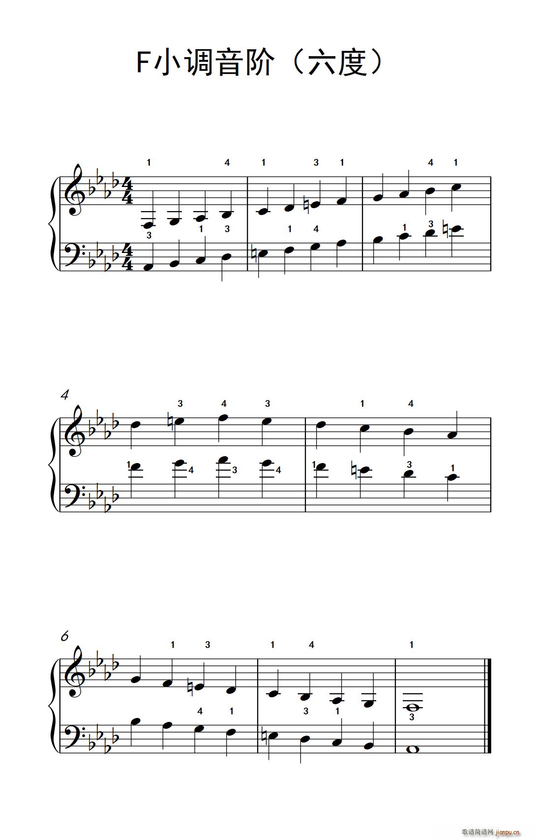 F小调音阶(六度)(孩子们的钢琴音阶、和弦与琶音 2)1