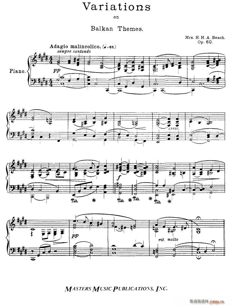 Beach Op 60 Variations on Balkan Themes3