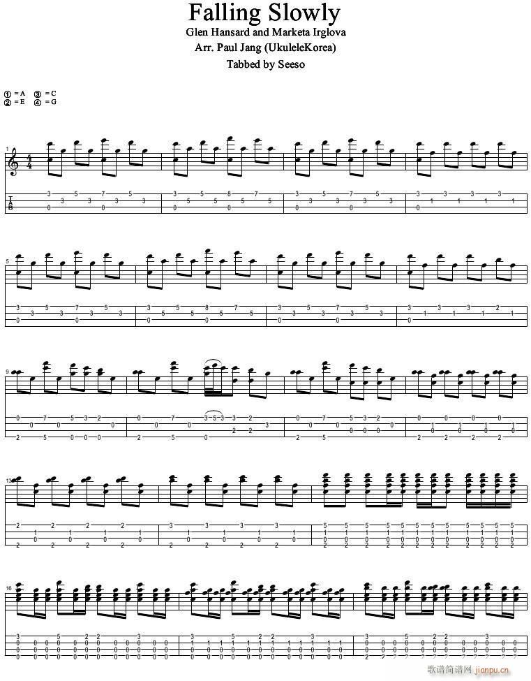 Falling Slowly（尤克里里指弹谱）_Marketa IrglovaGlen Hansard1