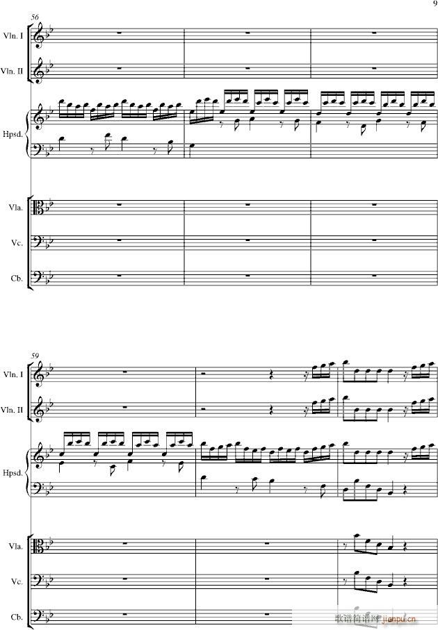 羽管键琴协奏曲 第一乐章 不太快的快板_亨德尔9