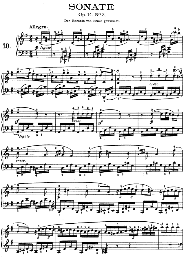 G大调第十钢琴奏鸣曲　Op. 14 No--21