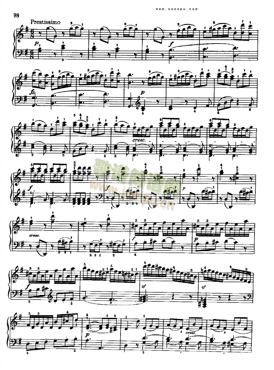 奏鸣曲十(献给奥恩布鲁格的姐妹们)1780年出版 键盘类 钢琴9