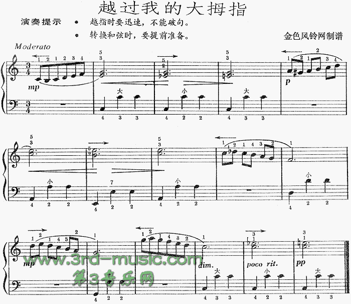 越过我的大拇指[手风琴谱]1