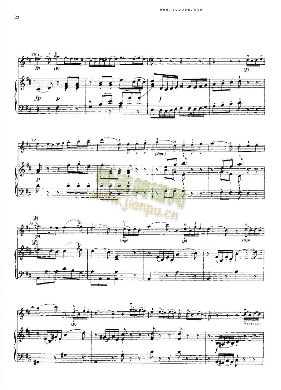 D大调第四小提琴协奏曲 KV218 键盘类 钢琴21