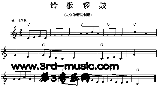 铃板锣鼓[电子琴谱]1