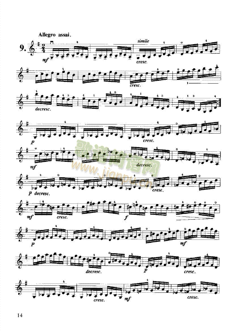开塞小提琴练习曲36首 弦乐类 小提琴14