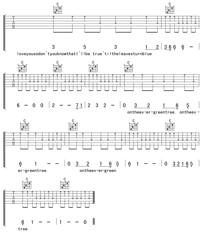 evergreen tree吉他谱( 六线谱)3