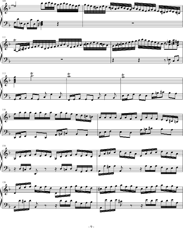 巴赫第一键盘（钢琴）乐协奏曲（第一乐章）9
