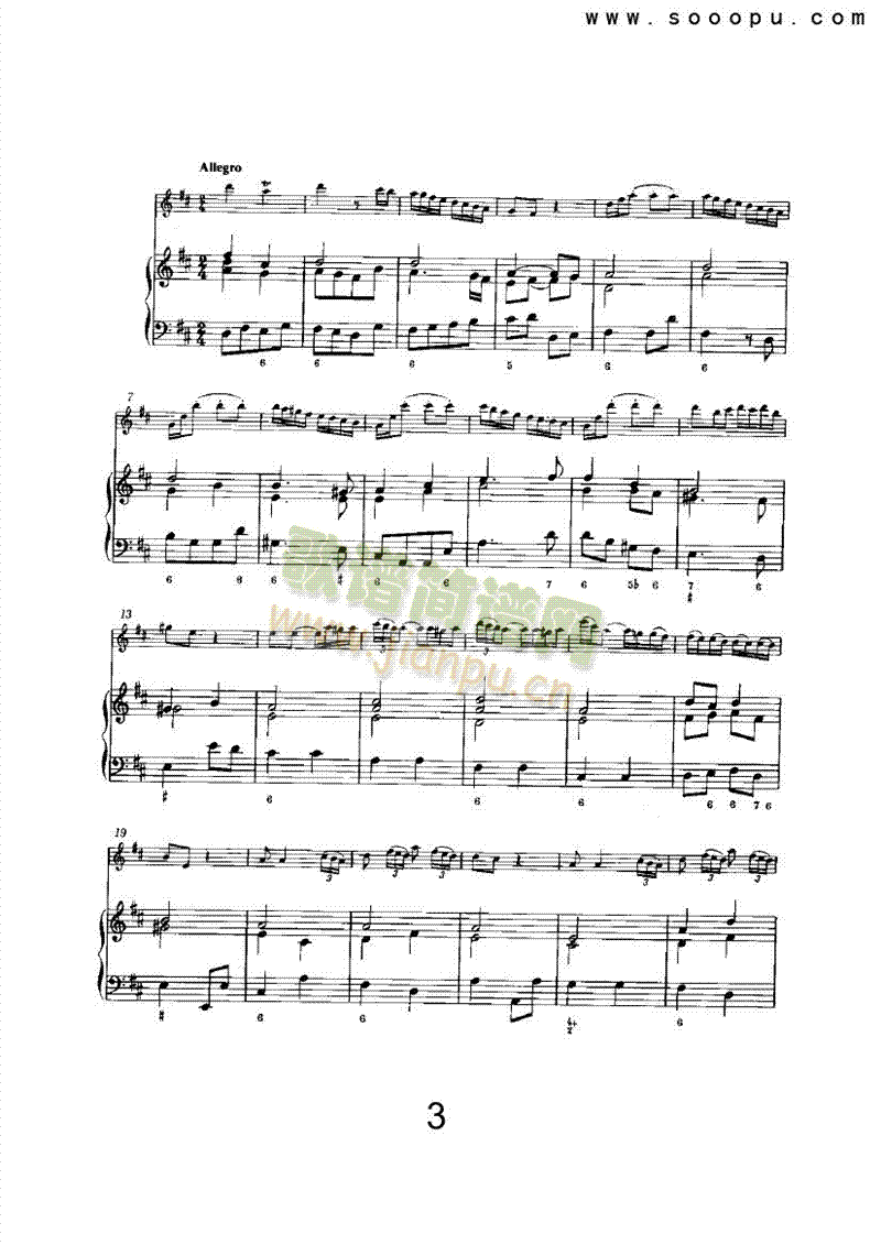 D大调第六奏鸣曲 管乐类 长笛3
