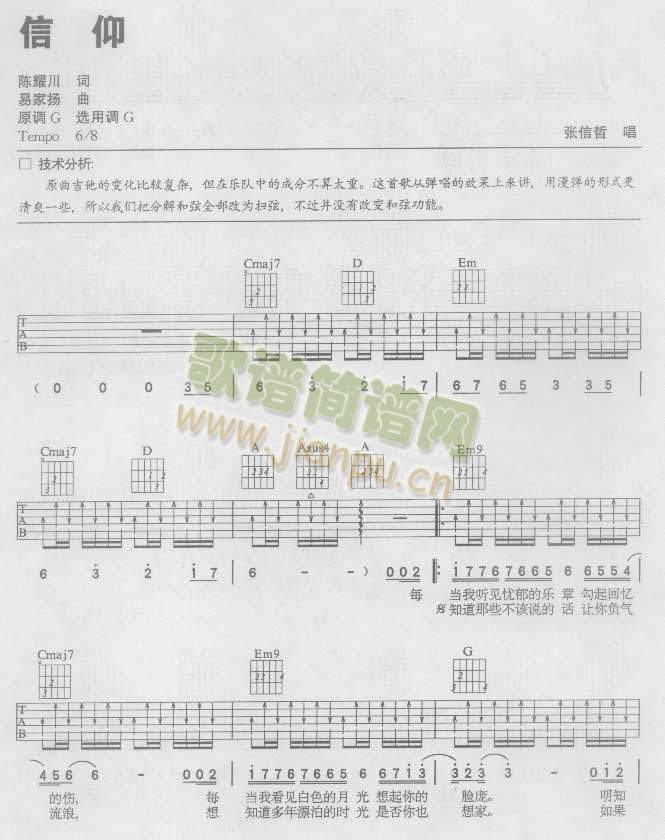 信仰认证谱吉他谱( 六线谱)1