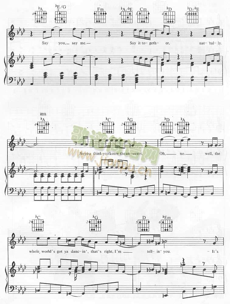Say You Say Me－Say You Say Me（钢琴谱+吉它和弦）4