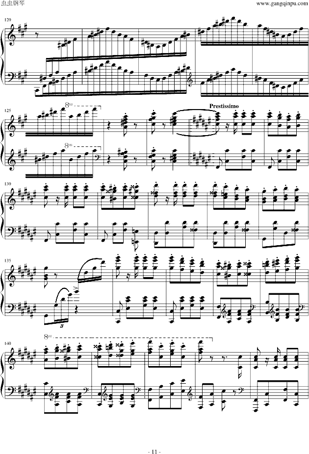 李斯特 《匈牙利狂想曲第11号》-钢琴谱(钢琴曲)-李斯特11