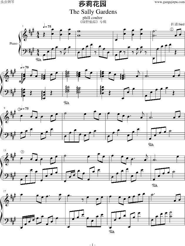 班得瑞 绿野仙踪 莎莉花园-钢琴谱(钢琴曲)-班得瑞-Bandari1
