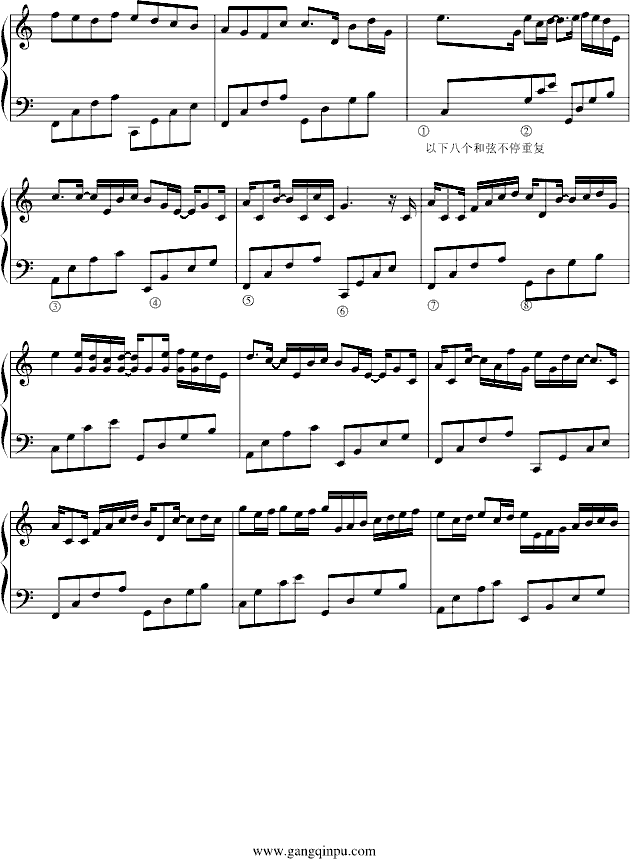 卡农-完美简单版-钢琴谱(钢琴曲)-帕赫贝尔-Pachelbel2