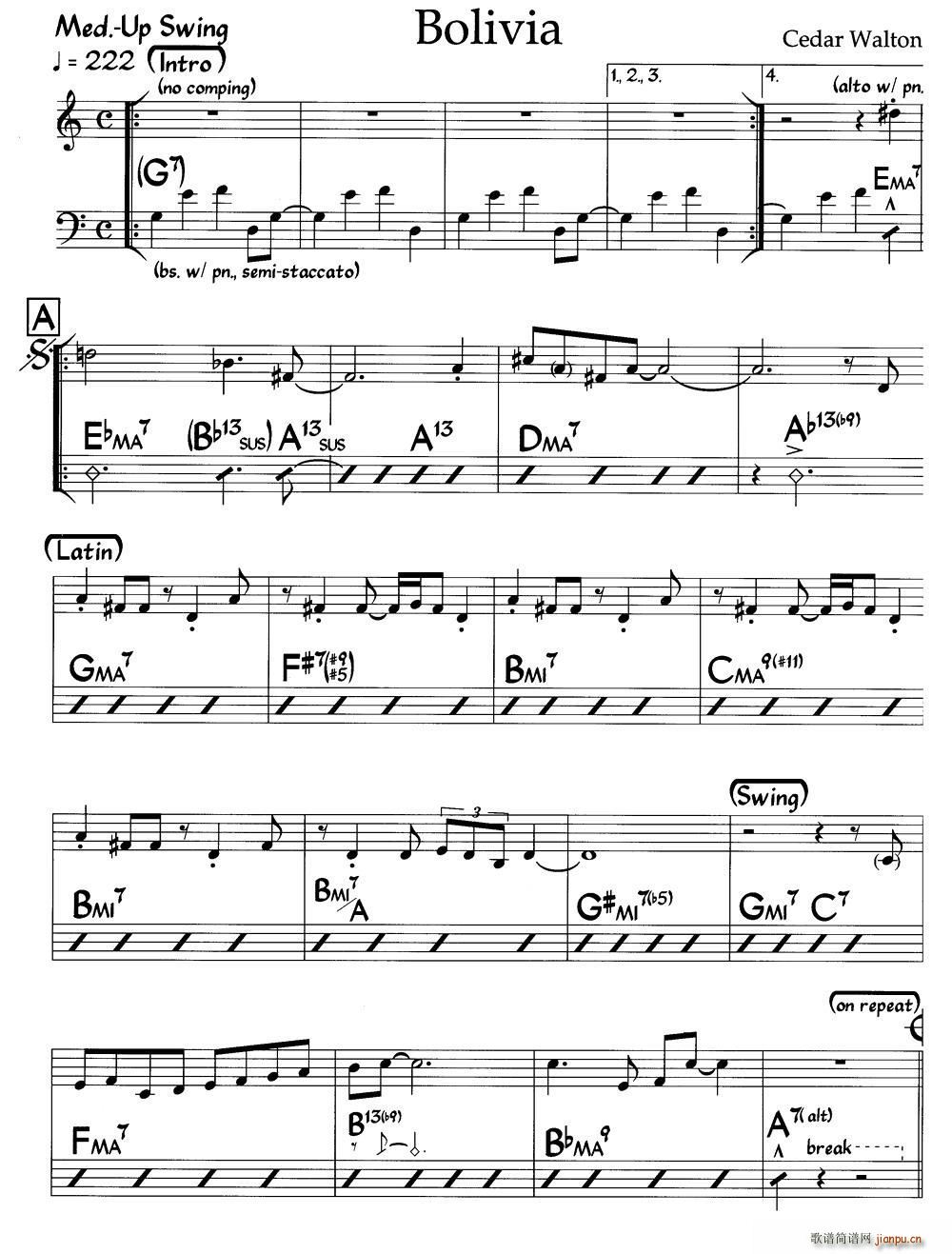 Bolivia(玻利维亚)(爵士钢琴曲)1