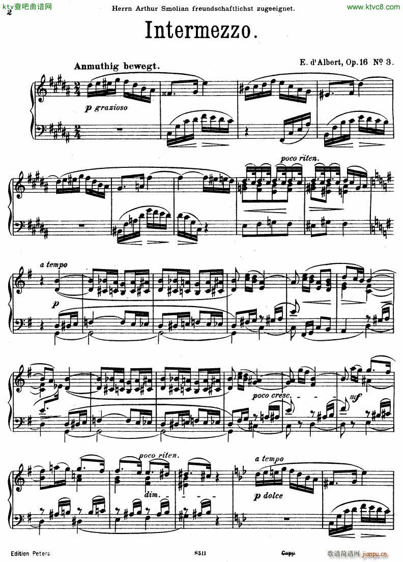 D Albert op 16 no 3 Intermezzo1