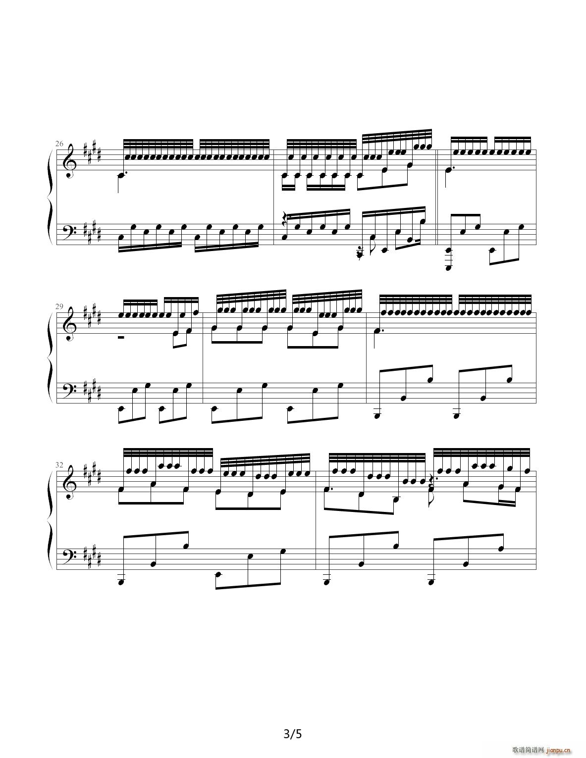 第三首曲子 升c小调的曲子 E调3