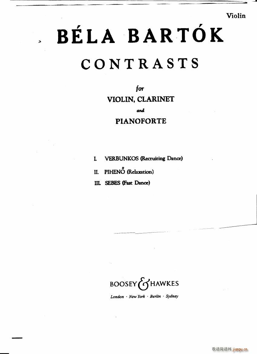 Bartok SZ 111 Contrasts violin1