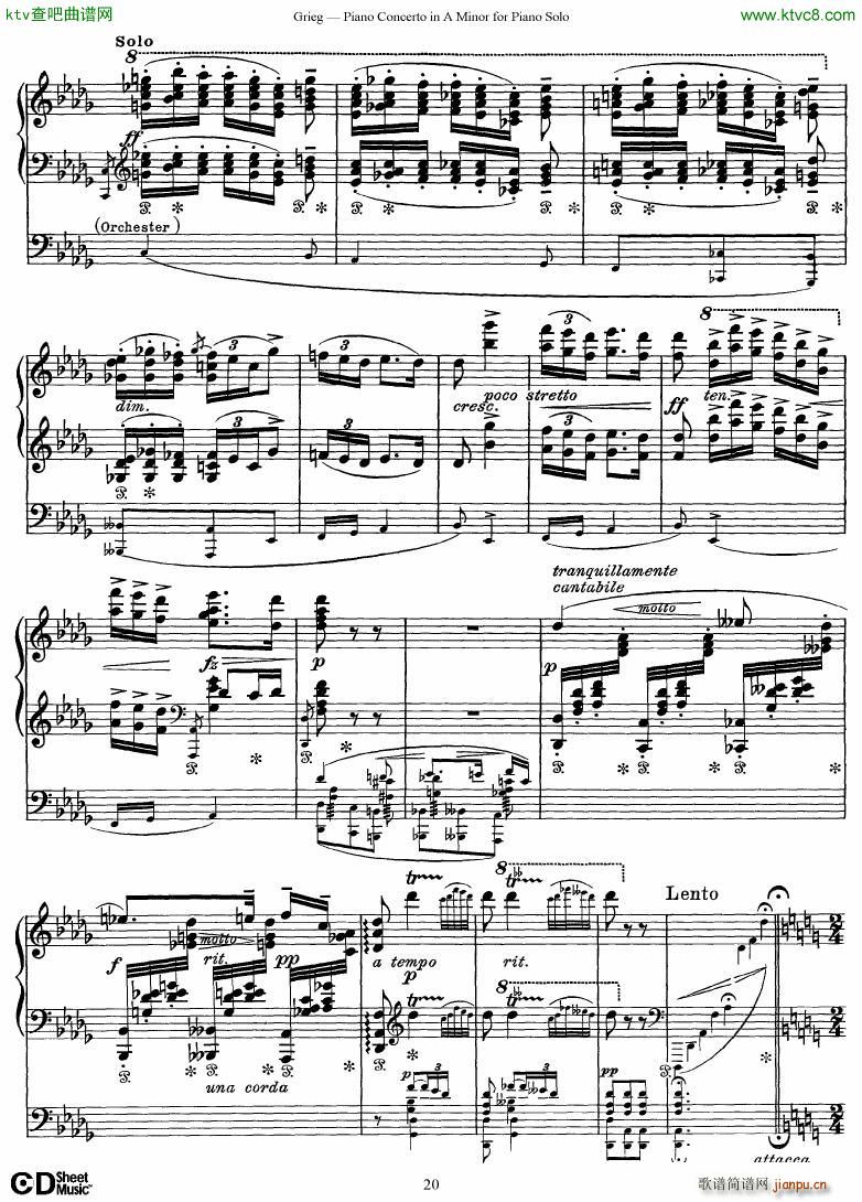 Piano Concerto in A minor Op 16 1868 rev 1907 piano solo arr20