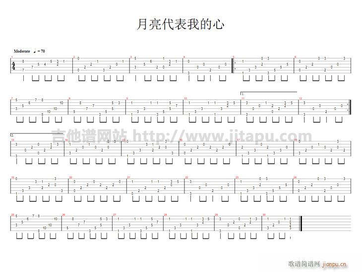 月亮代表我的心(指弹谱)1