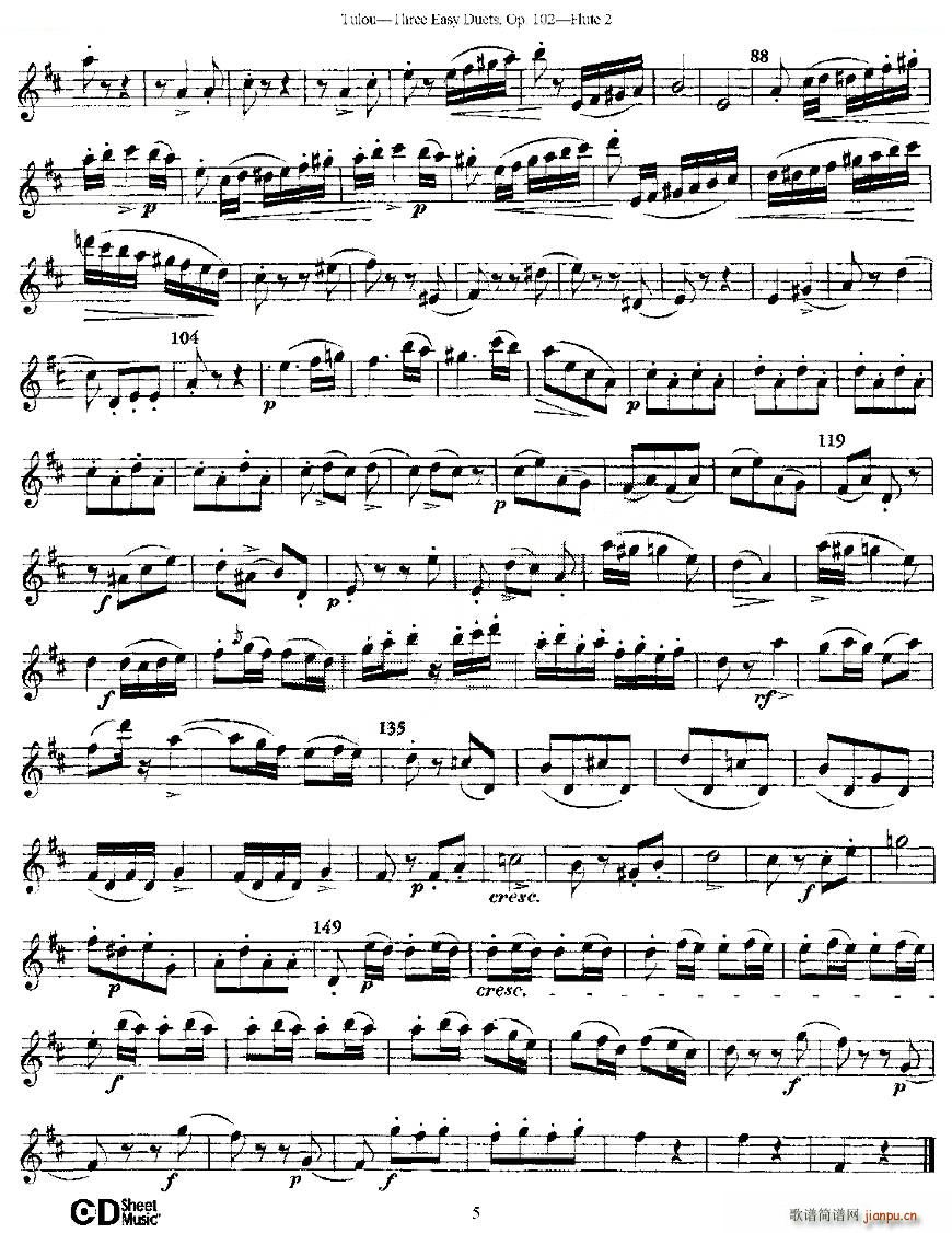 Three Easy Duets Op 102 之第二长笛（三首简易重奏曲作品102号） 铜管5