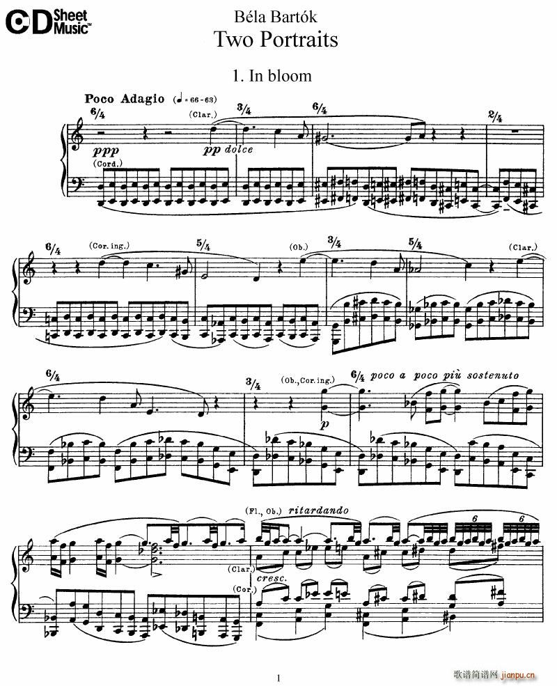 Bartok SZ 37 Two Portraits op 51