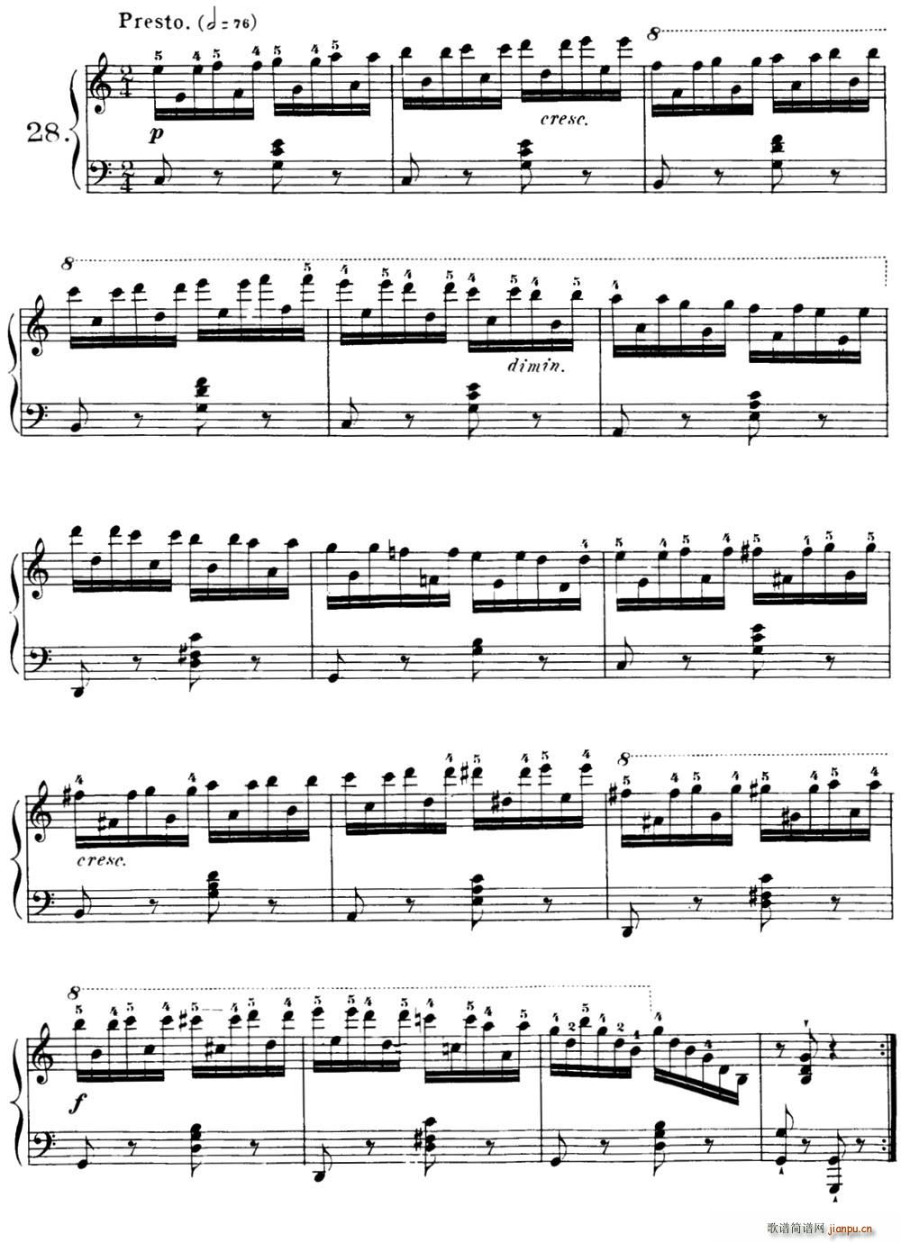 40首车尔尼Op 299钢琴快速练习曲(NO 28)1