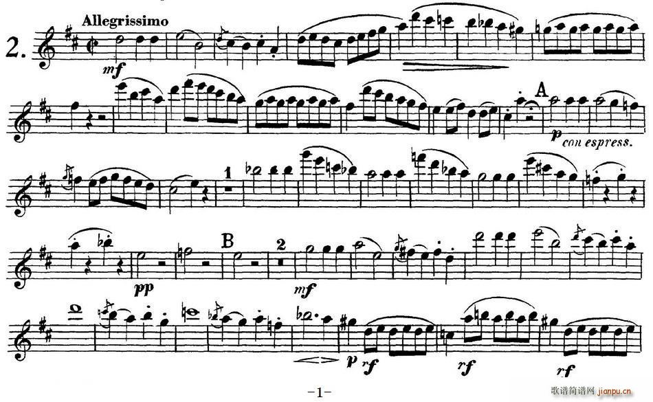 库劳长笛二重奏练习曲Op 10――Flute 1(No 2)1