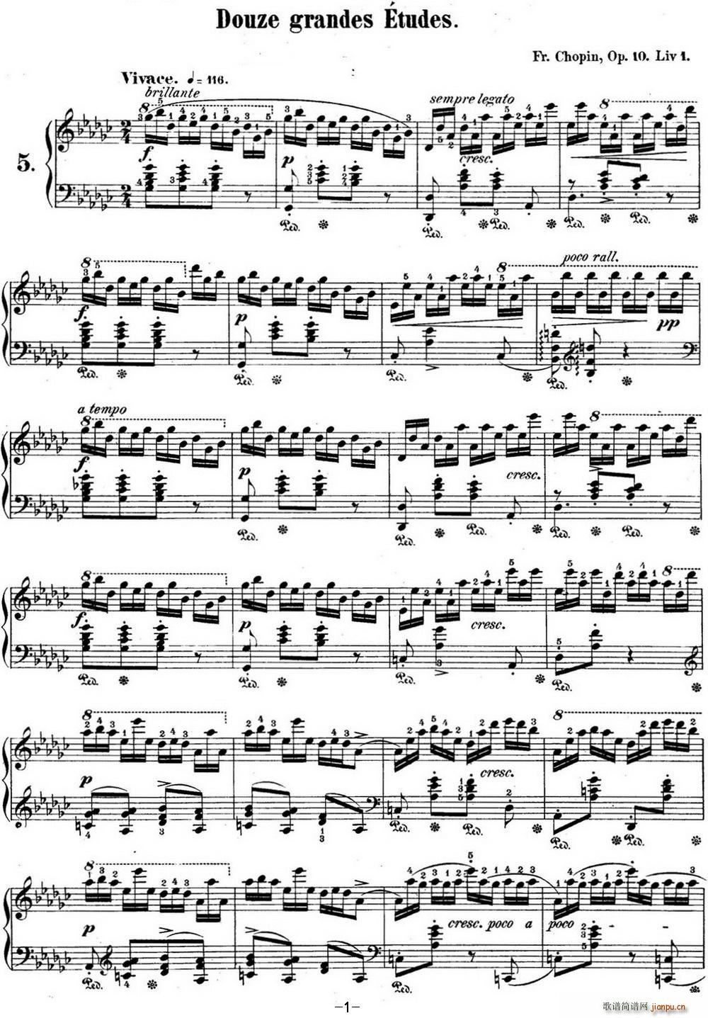 肖邦练习曲5 Op 10 No 5 黑键 降G大调 Gb major Black Key1