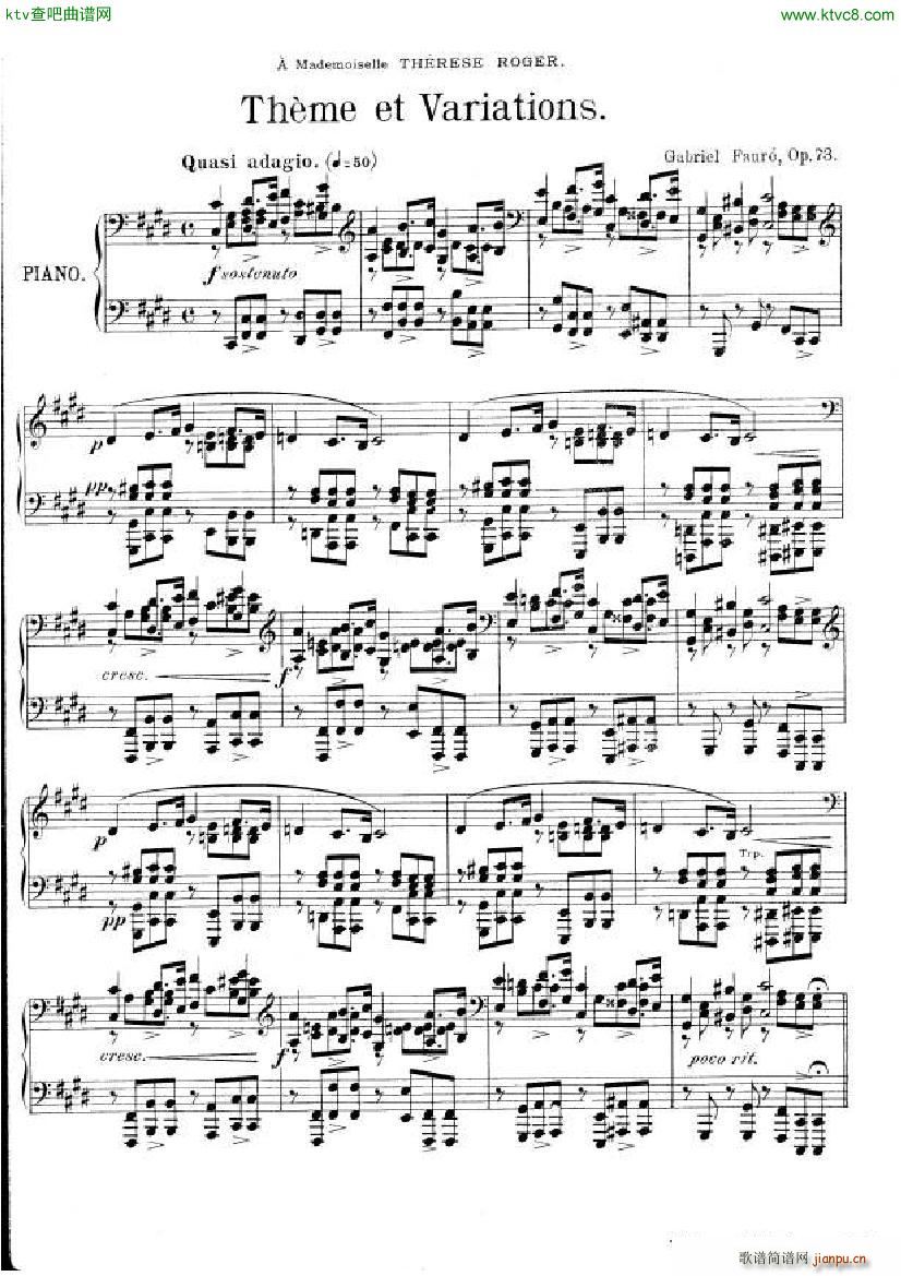 Fauré Theme et variations opus 731