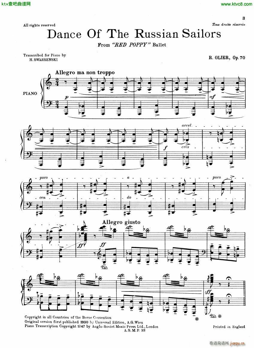 GLIERE SWARSENKI Danza de los marineros rusos op701