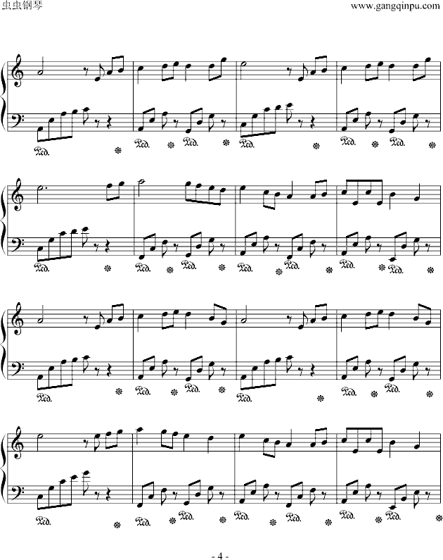 童年简易演奏版--班德瑞钢琴经典作品-钢琴谱(钢琴曲)-蛤蟆爱天鹅084