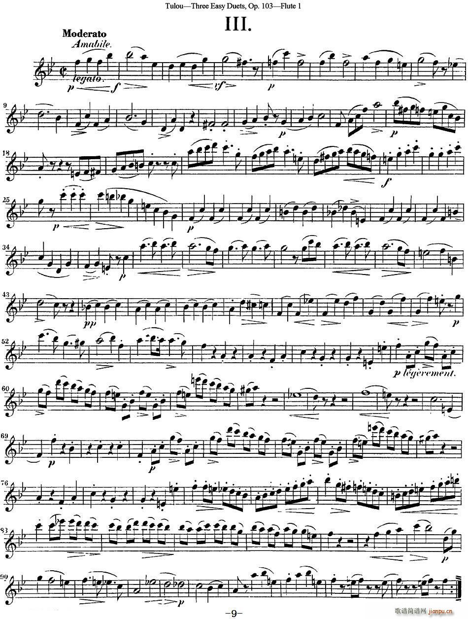 图露三首长笛简易重奏曲Op 103(Flute 1)(NO 3)1