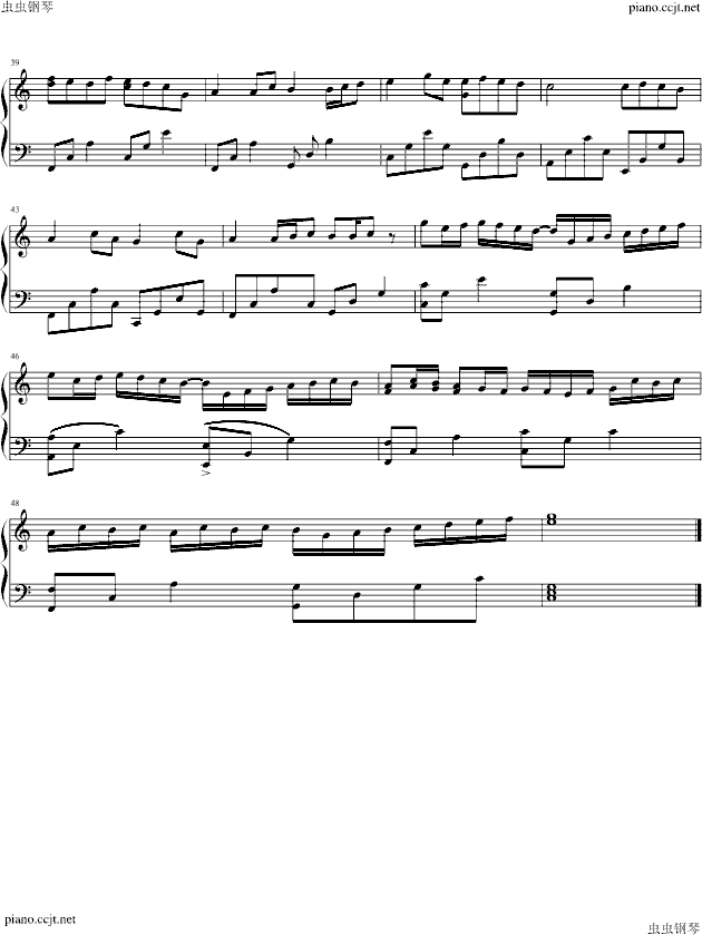 卡农最简版野蛮女友-钢琴谱(钢琴曲)-帕赫贝尔-Pachelbel3