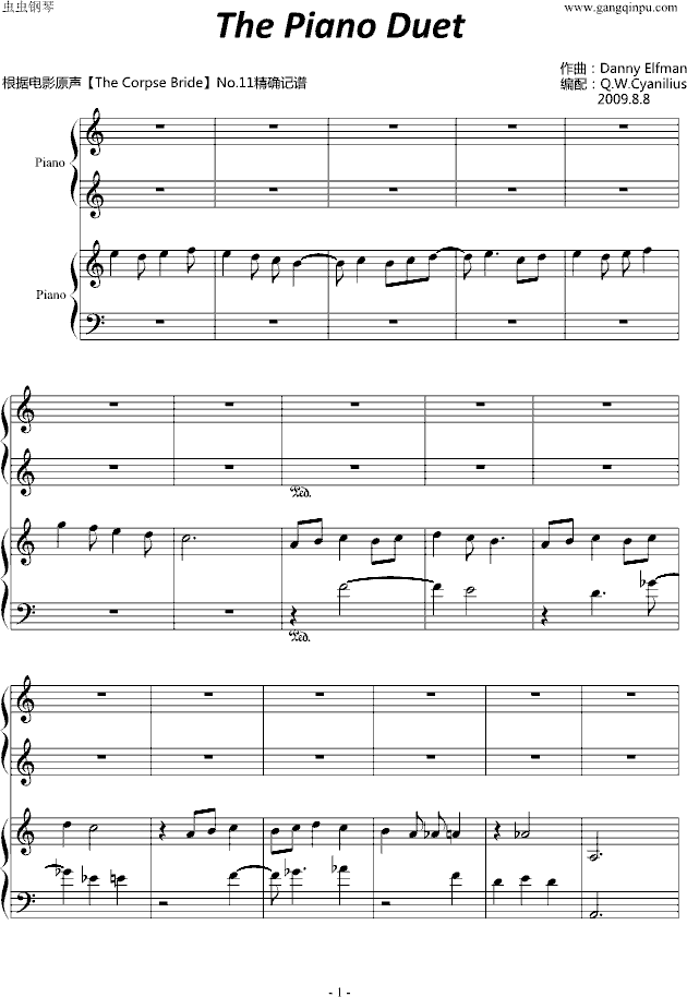 《僵尸新娘》中的四手联弹-钢琴谱(钢琴曲)-Danny Elfman1