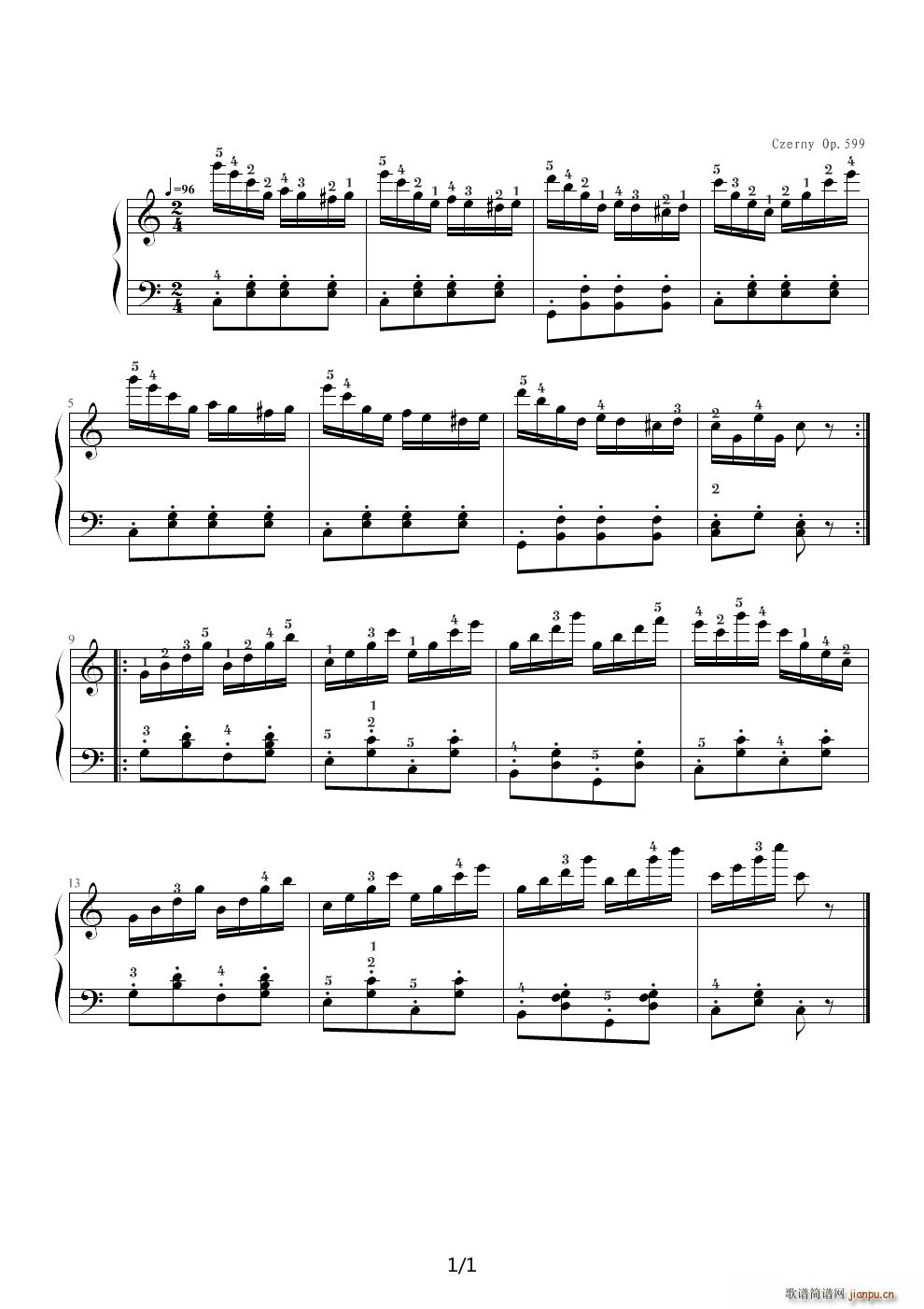车尔尼599 NO 90 C调1