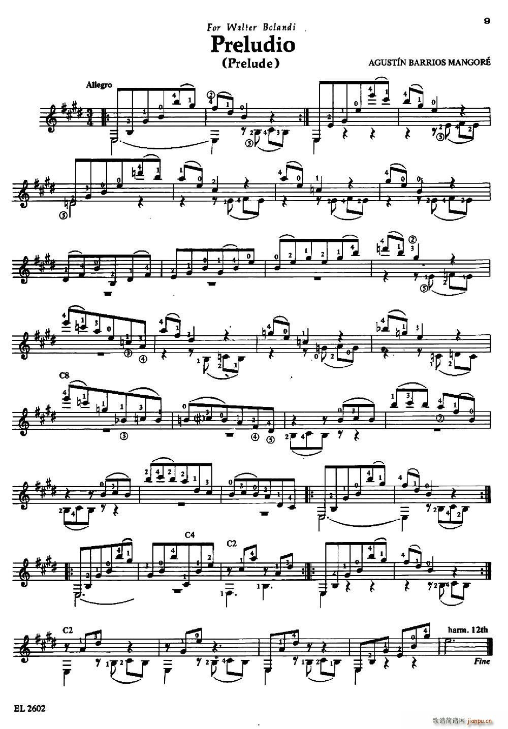 Preludio（前奏曲）（古典吉他）1