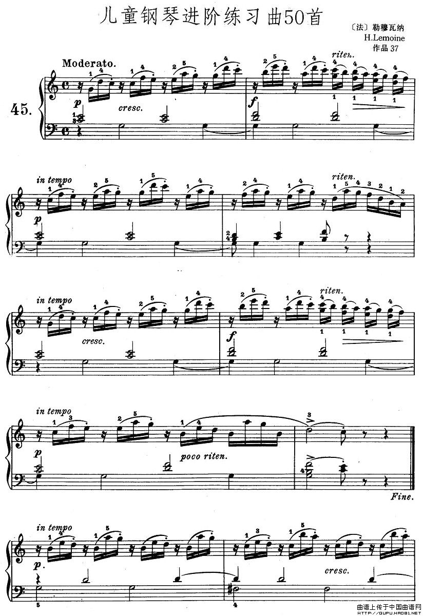 儿童钢琴进阶练习曲50首之451
