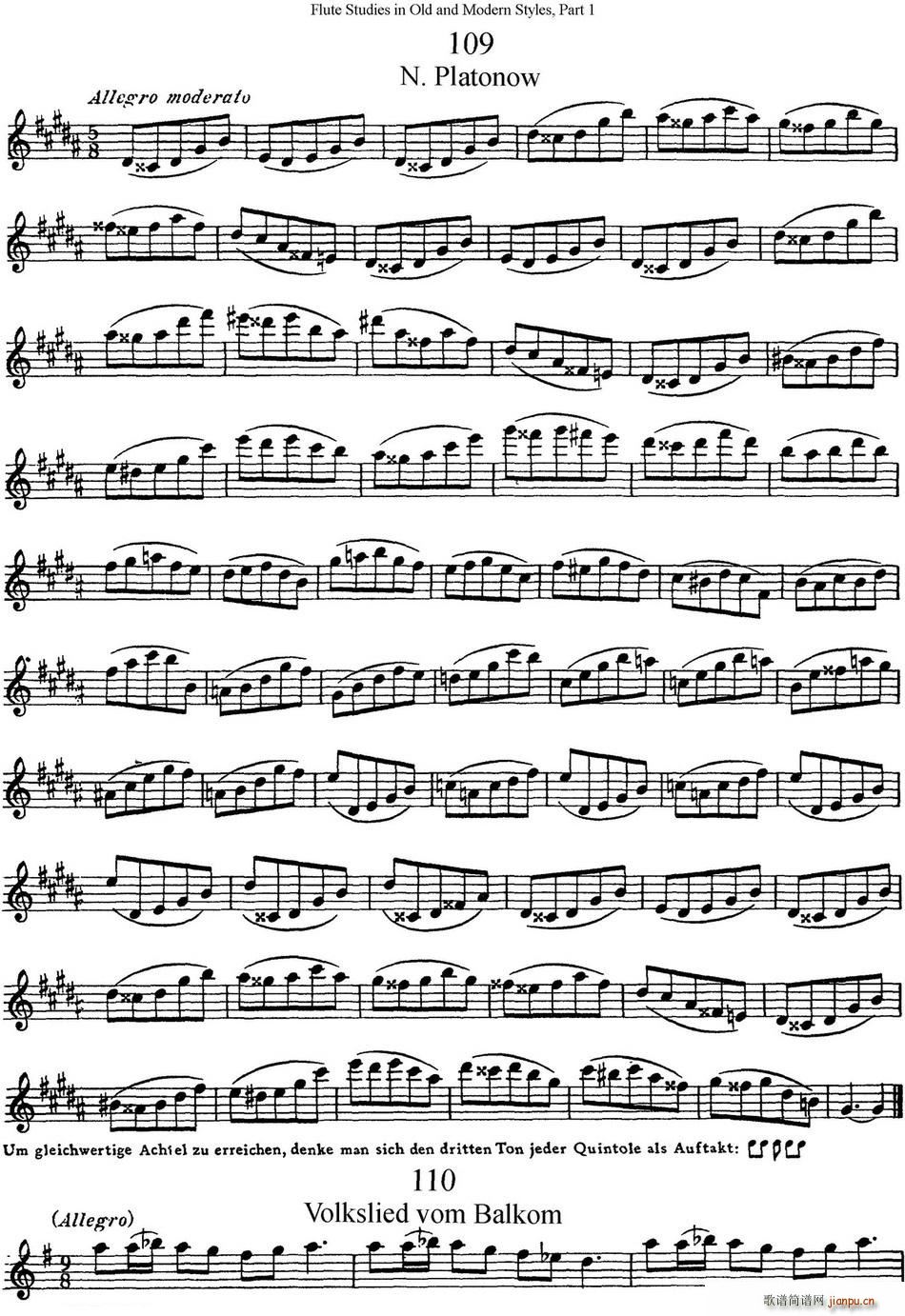 斯勒新老风格长笛练习重奏曲(第一部分)(NO 109-NO 111) 长笛1