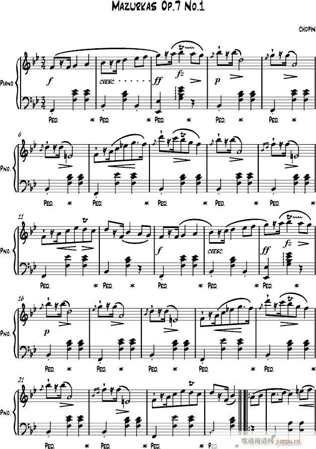 Mazurkas Op 7 No 1_肖邦-chopin1