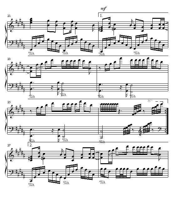 发如雪(修改版)-钢琴谱(钢琴曲)-周杰伦3