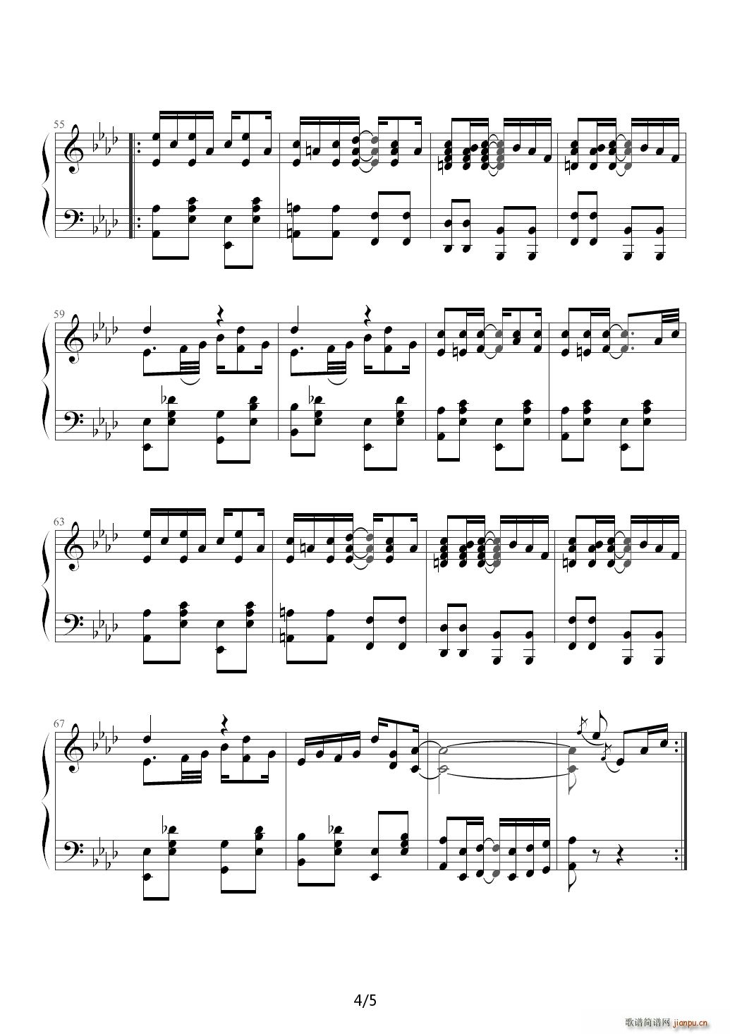 Peacherine Rag（海上钢琴师插曲 斯科特?乔普林（Scott Joplin）） 降E调4