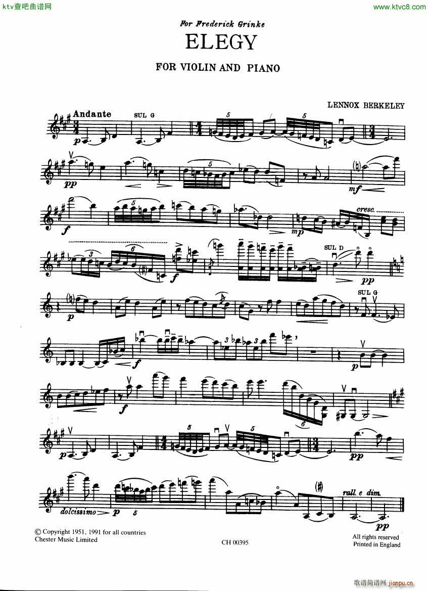 Berkeley Elegy and Toccata Violin and Piano12