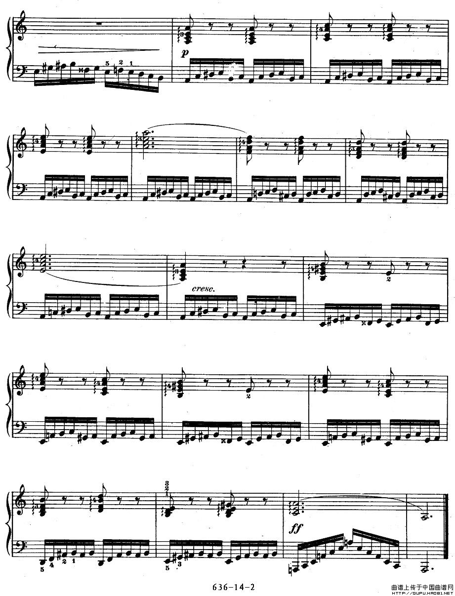 《车尔尼钢琴手指灵巧初步练习曲》OP.636-142