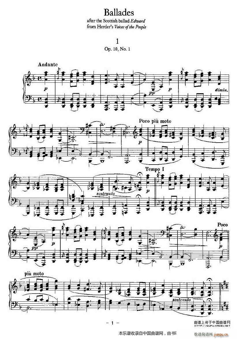 Ballades（勃拉姆斯4首叙事曲）1