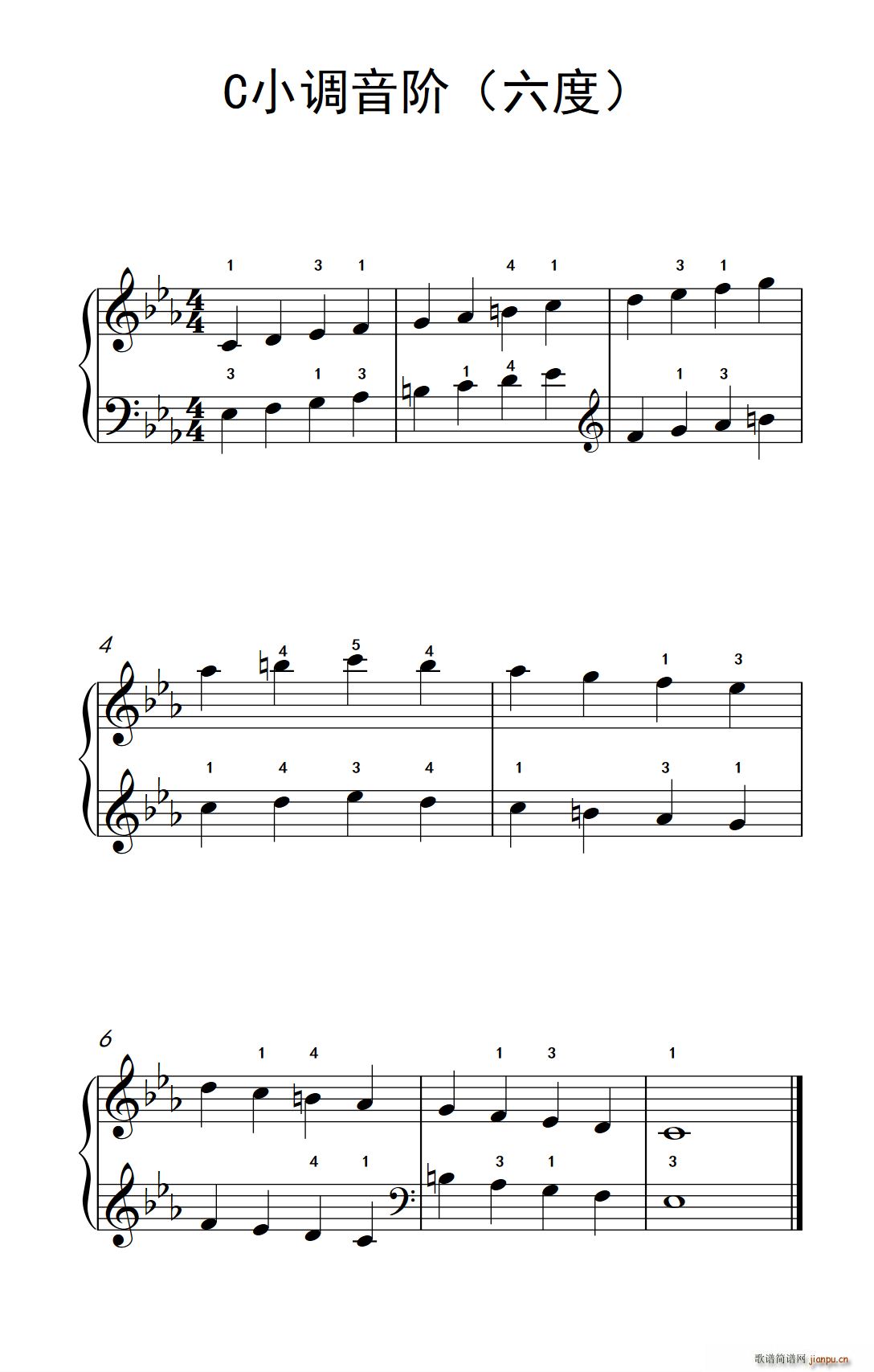 C小调音阶(六度)(孩子们的钢琴音阶、和弦与琶音 2)1