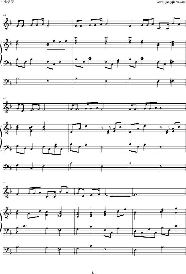 �妞饯Δ饯�(泪光闪闪)-钢琴谱(钢琴曲)-影视8