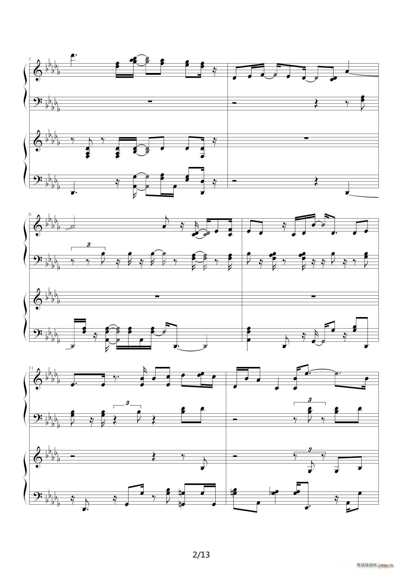 夜来香爵士版 降D调2